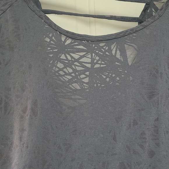 Champion open back sheer cotton Blend gray Deep neck  Exercize tee shirt Vintage - Picture 6 of 12